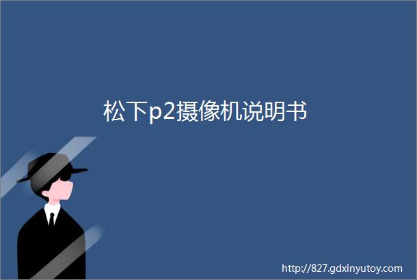 松下p2摄像机说明书