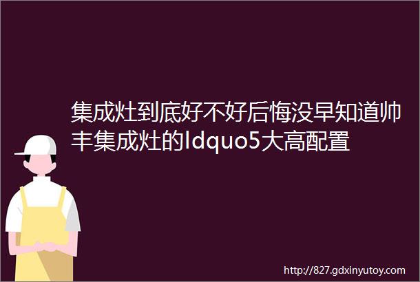 集成灶到底好不好后悔没早知道帅丰集成灶的ldquo5大高配置rdquo