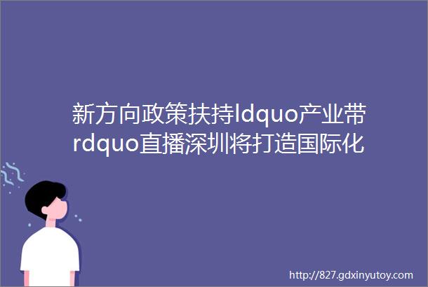 新方向政策扶持ldquo产业带rdquo直播深圳将打造国际化直播电商之都